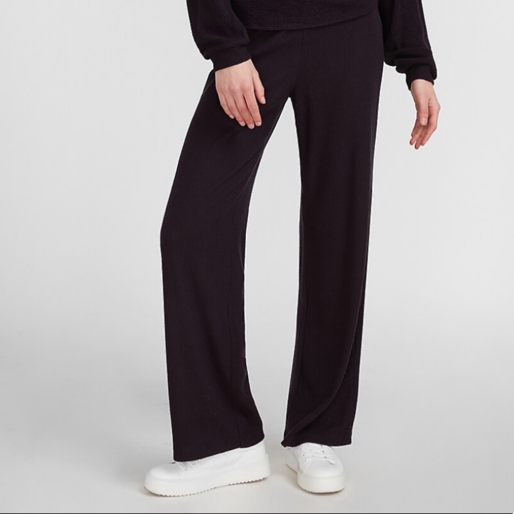 Express High Waisted Soft Ribbed Wide Leg Pant NWT